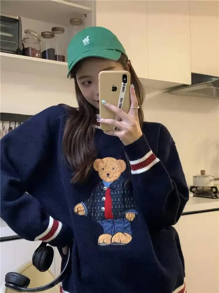 apanese Style Vest | Cartoon Bear Pullover Sweater