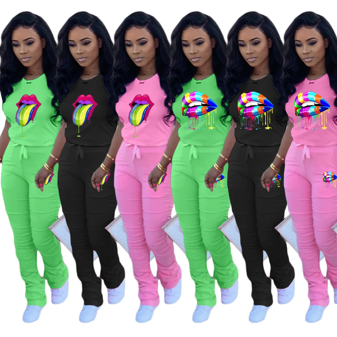 Two-Piece Set Women's Stacked Pants Lip Tongue Positioning Printed Fold Movement Club Outfits Matching Sets for Women
Two-Piece Set Women's Stacked Pants Lip Tongue Positioning Printed Fold Movement Club Outfits Matching Sets for Women