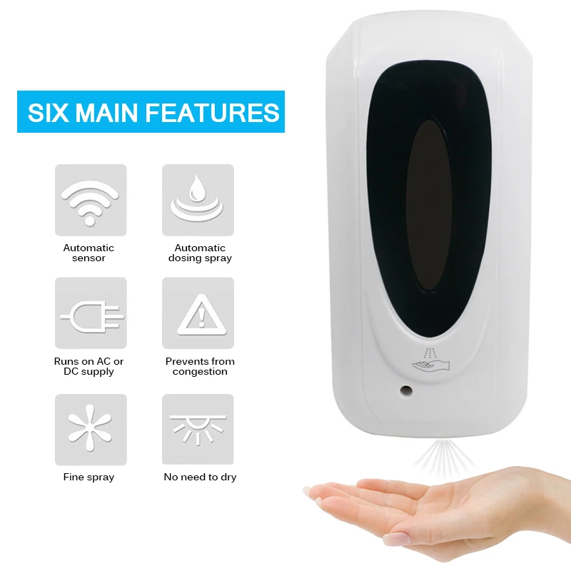 1000ML Touchless Hand Disinfection Machine Automatic Infrarot Sensor Wall-mounted Hand Sanitizer Alcohol Mist Soap Dispenser 
1000ML Touchless Hand Disinfection Machine Automatic Infrarot Sensor Wall-mounted Hand Sanitizer Alcohol Mist Soap Dispenser
