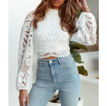 Zoulv 2021 Spring and Autumn Women's Top White Lace Hollow High Neck Top Blouse Long Sleeve Sexy Blusa Mujer
Zoulv 2021 Spring and Autumn Women's Top White Lace Hollow High Neck Top Blouse Long Sleeve Sexy Blusa Mujer