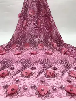 Pink African Lace Fabric 2019 3D Flowers Sequins Tulle Lace Fabric High Quality Beautiful French Tulle Lace Fabric 5 yards/lot
Pink African Lace Fabric 2019 3D Flowers Sequins Tulle Lace Fabric High Quality Beautiful French Tulle Lace Fabric 5 yards/lot