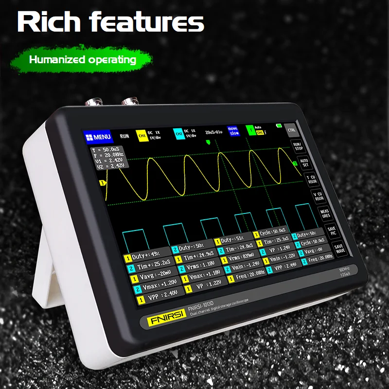 2 Channel 100MS/s MINI Nano1013D Professional Portable Digital Oscilloscope Digital Probe Digital Touch Tablet Oscilloscope
2 Channel 100MS/s MINI Nano1013D Professional Portable Digital Oscilloscope Digital Probe Digital Touch Tablet Oscilloscope