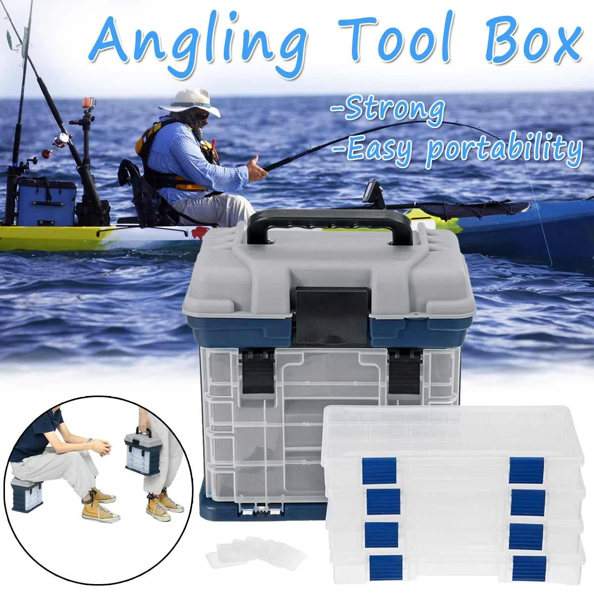 27*17*26cm Multifunction Tackle Box Lure Accessory Storage Hand Box Angling Tool Case Portable Organizer Case with 4 Drawers
27*17*26cm Multifunction Tackle Box Lure Accessory Storage Hand Box Angling Tool Case Portable Organizer Case with 4 Drawers
