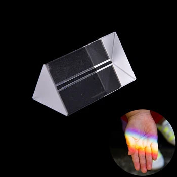 Rainbow Optical Glass Triple Triangular Prism Physics Teaching Light Spectrum with Gift Box Size: Approx. 50x30x30mm
Rainbow Optical Glass Triple Triangular Prism Physics Teaching Light Spectrum with Gift Box Size: Approx. 50x30x30mm