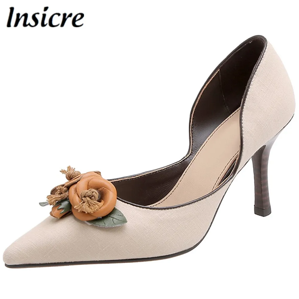 Insicre Women Pumps High Heels Gunny Cloth Flower Thin Heels Pointed Toe Dress 2020 Spring Female Summer Shoes Shallow Beige 
Insicre Women Pumps High Heels Gunny Cloth Flower Thin Heels Pointed Toe Dress 2020 Spring Female Summer Shoes Shallow Beige