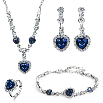 TSHOU131 Bridal Jewelry Set Love Crystal Inlay Pendant Necklace Earrings Bracelet Ring Set
TSHOU131 Bridal Jewelry Set Love Crystal Inlay Pendant Necklace Earrings Bracelet Ring Set