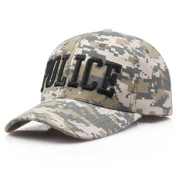 

New US Army Camo Baseball Cap USAF POLICE Men Tactical Snapback Hat Dad Bone Caps Outdoor USA Flag Embroidery Camouflage Cap