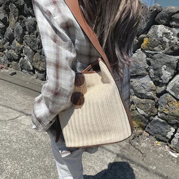 New Casual Style Straw+leather Woven Handbag Summer 2020 Shoulder Bags Simple Large Capacity Pocket Lady Shoulder Travel Totes
New Casual Style Straw+leather Woven Handbag Summer 2020 Shoulder Bags Simple Large Capacity Pocket Lady Shoulder Travel Totes