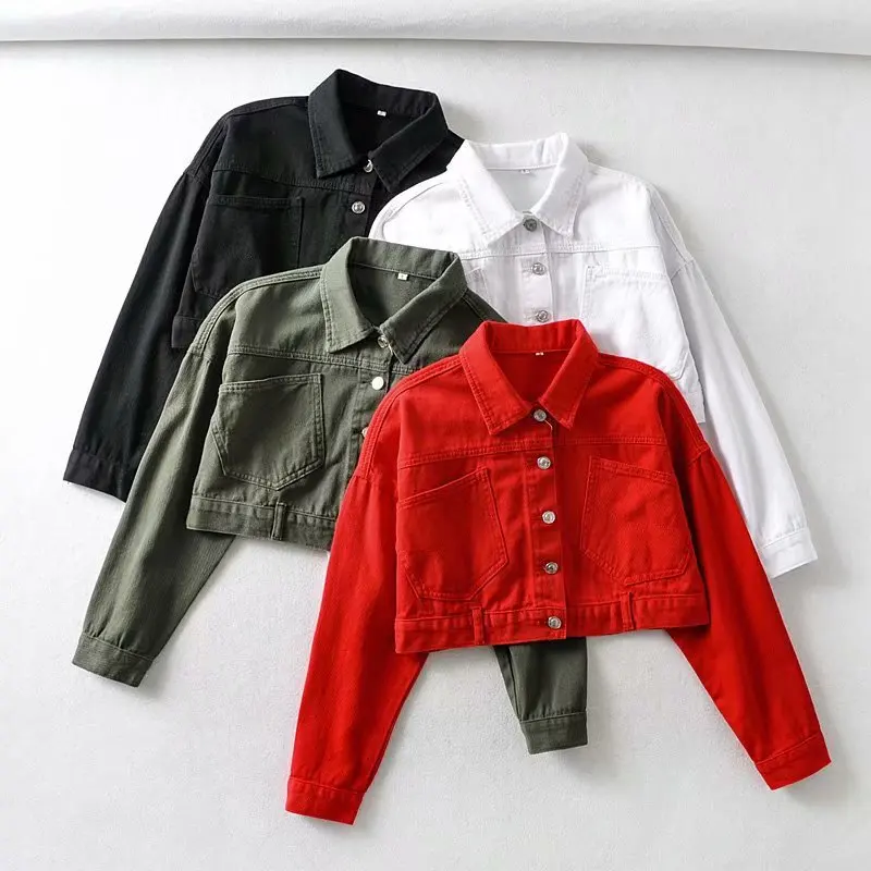 2020 Spring Double-Pocket Loose High-waisted Short Fold-down Collar Single-Breasted Cool Jacket Jeans Coat Female
2020 Spring Double-Pocket Loose High-waisted Short Fold-down Collar Single-Breasted Cool Jacket Jeans Coat Female