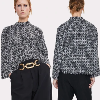 2020 Spring Knit Women's ZA Pullover Houndstooth Long Sleeve Round Neck Hatless Boho Outerwear Casual High Street Clothing
2020 Spring Knit Women's ZA Pullover Houndstooth Long Sleeve Round Neck Hatless Boho Outerwear Casual High Street Clothing