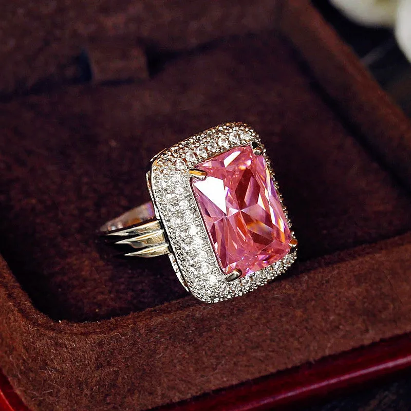 Luxury Female Big Pink Square Stone Ring 925 Sterling Silver Large Wedding Ring Promise Love Engagement Rings For Women
Luxury Female Big Pink Square Stone Ring 925 Sterling Silver Large Wedding Ring Promise Love Engagement Rings For Women