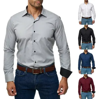 Men Male Long Sleeve Dress Shirts Formal Business Casual Shirt Solid Button Down Slim Blouse Tops Basic Blouse for Men 
Men Male Long Sleeve Dress Shirts Formal Business Casual Shirt Solid Button Down Slim Blouse Tops Basic Blouse for Men