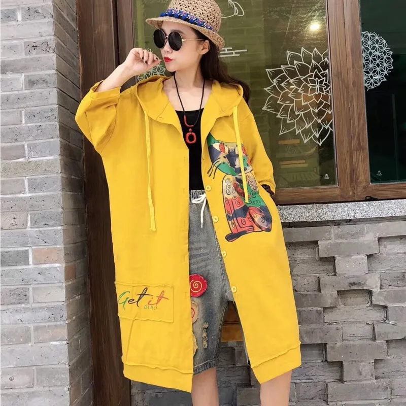Spring Autumn Animal Korean Clothes Print Coat Woman 2020 Casual Letter Hooded Coat Women Half Sleeve Cardigan Coat Black Yellow
Spring Autumn Animal Korean Clothes Print Coat Woman 2020 Casual Letter Hooded Coat Women Half Sleeve Cardigan Coat Black Yellow