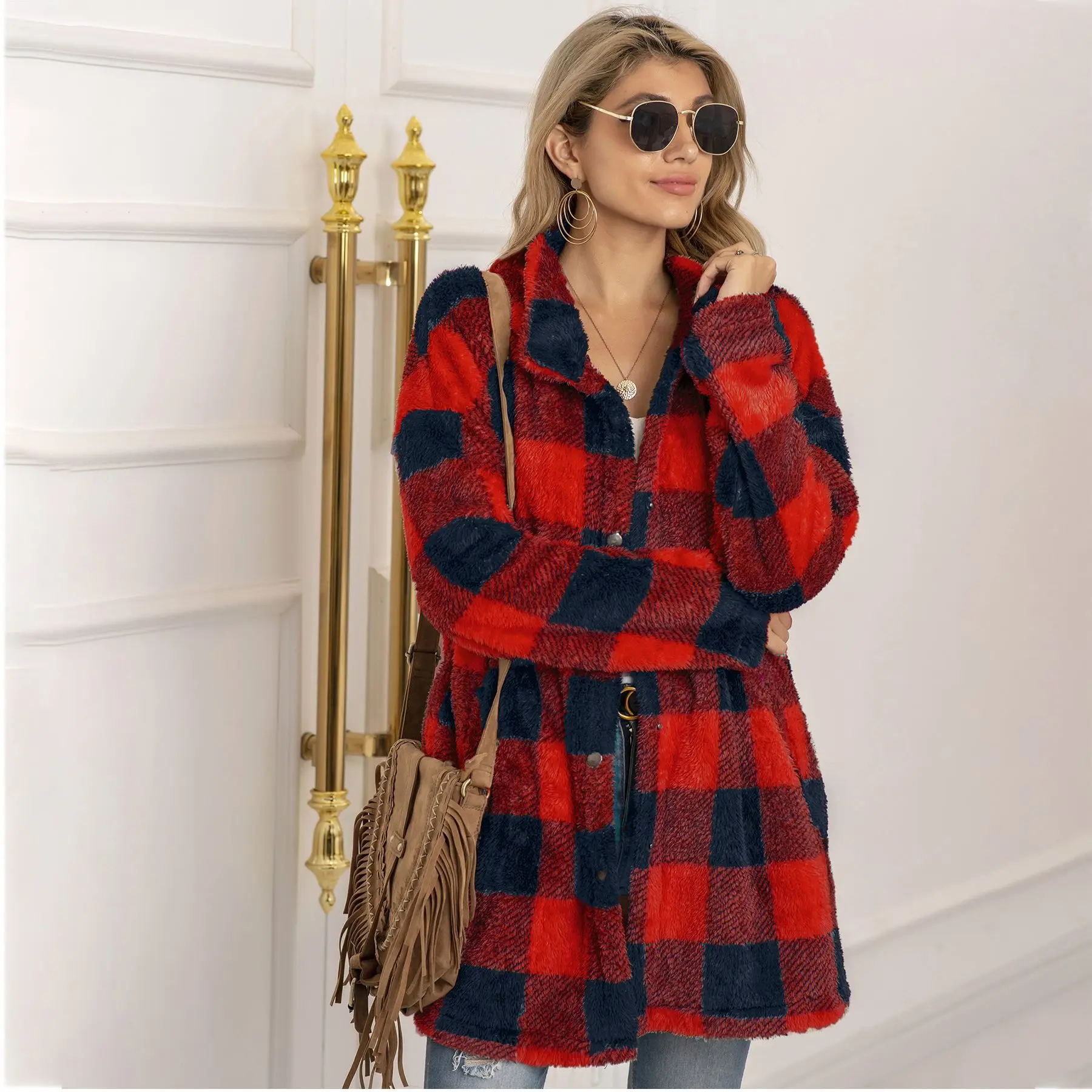 2020 Autumn and Winter New European and American Cardigan Lapel Hot-selling Long-Sleeved Commuter Plaid Long Plus Size Coat
2020 Autumn and Winter New European and American Cardigan Lapel Hot-selling Long-Sleeved Commuter Plaid Long Plus Size Coat