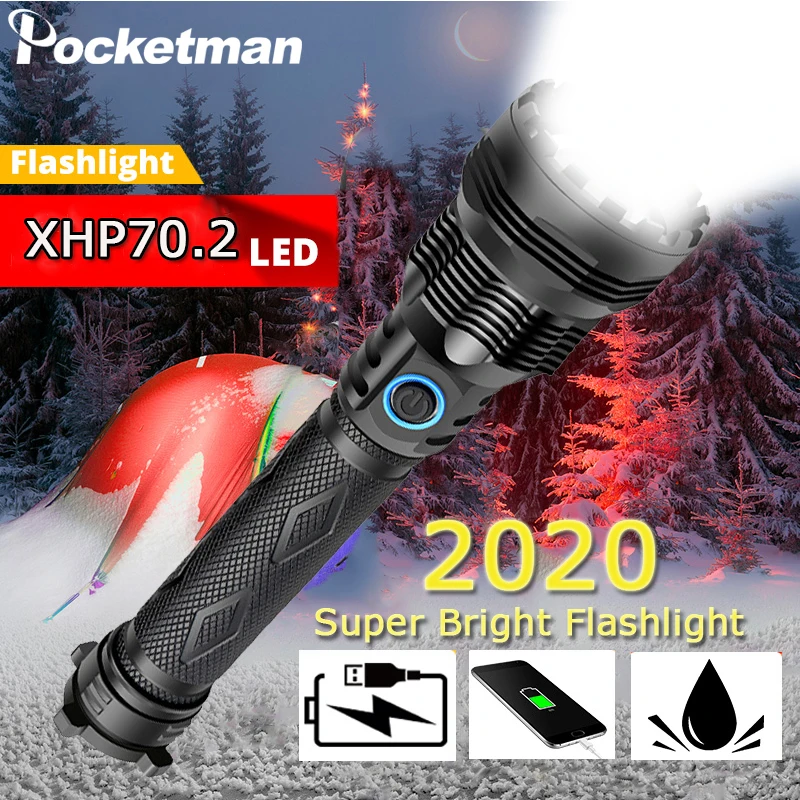 Newest Quad-core Most Powerful LED Flashlight XLamp XHP70.2 XPH50.2 Zoomable 3 lighting modes LED Torch Use 26650 for Camping
Newest Quad-core Most Powerful LED Flashlight XLamp XHP70.2 XPH50.2 Zoomable 3 lighting modes LED Torch Use 26650 for Camping
