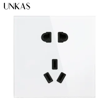 UNKAS White Crystal luxury glass panel AC 110~250V 10A Fashion Wall Electrical Power Socket 5 hole Power Outlet 
UNKAS White Crystal luxury glass panel AC 110~250V 10A Fashion Wall Electrical Power Socket 5 hole Power Outlet