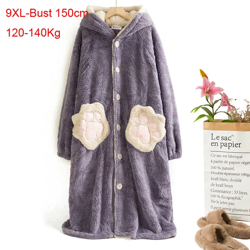 9XL 140Kg Plus size winter warm sweet long flannel nightdress bust 150cm hooded cartoon outer wear nightgowns home service
9XL 140Kg Plus size winter warm sweet long flannel nightdress bust 150cm hooded cartoon outer wear nightgowns home service