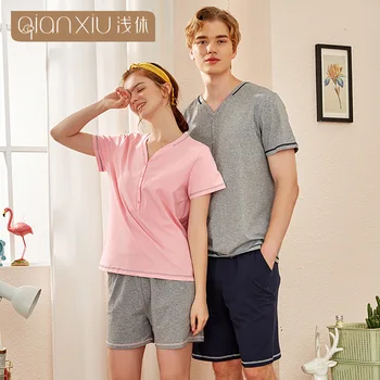 Couples Summer New Style Men Pajamas Short Sleeve Shorts-Outer Wear Comfortable Set 20215
Couples Summer New Style Men Pajamas Short Sleeve Shorts-Outer Wear Comfortable Set 20215