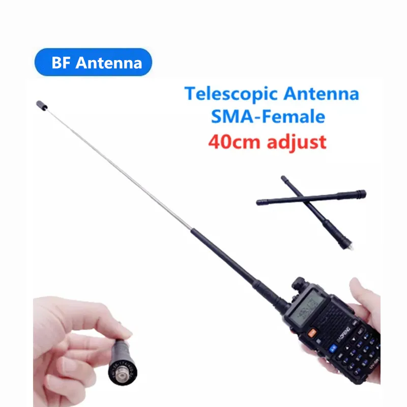 

2PCS SMA-F Rod Telescopic Extendable Gain Dual Band Antenna for Baofeng UV-5R UV-82 BF-888S Walkie Talkie TYT DMR Ham CB Radio