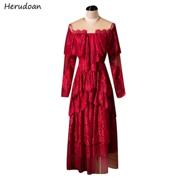 Herudoan Fashion Designer Autumn Sexy Red Lace Dress Women Long Sleeve Ruffles Mesh Patchwork 2020 Ladies Elegant Party Dresses
Herudoan Fashion Designer Autumn Sexy Red Lace Dress Women Long Sleeve Ruffles Mesh Patchwork 2020 Ladies Elegant Party Dresses