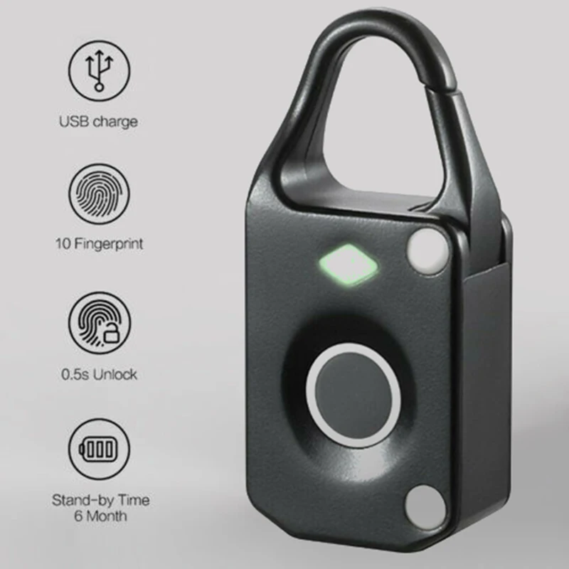 Fingerprint Padlock Rechargeable Waterproof Intelligent Anti-Theft Access Control Keyless Secured Door Bag Cabinets
Fingerprint Padlock Rechargeable Waterproof Intelligent Anti-Theft Access Control Keyless Secured Door Bag Cabinets