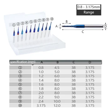 10pcs/set Milling Cutter Carbide End Mills Engraving Bit Tools Machine Tools Accessories Abrasion Resistance Blue
10pcs/set Milling Cutter Carbide End Mills Engraving Bit Tools Machine Tools Accessories Abrasion Resistance Blue