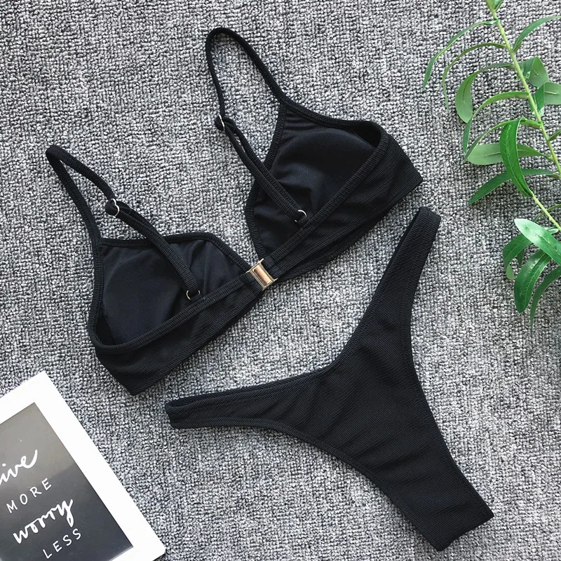 women summer swimsuit sexy bikini swimwear triangle retro thong bikinis set push up string monokini mujer biquinis feminino 2020