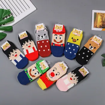 Chibi Maruko Sock for Woman Crew Super Mario Cartoon Coral Fleece Kawaii Ladies Sox Warm Cotton Winter Female Trendy Calcetines