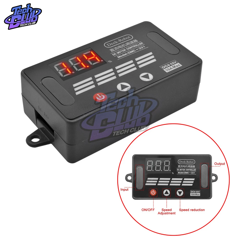 DC 8-55V PWM DC Motor Speed Controller Digital LED Display 0~100% 10A Adjustable speed control regulator pwm power-off permanen
DC 8-55V PWM DC Motor Speed Controller Digital LED Display 0~100% 10A Adjustable speed control regulator pwm power-off permanen