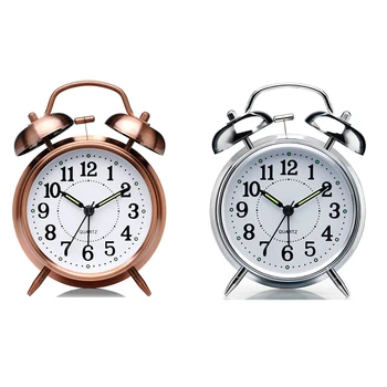 2Pcs Non-Ticking 4Inch Twin Bell Alarm Clock - Metal Frame 3D Dial with Backlight Function - Desk Table Clock for Home and Offic
2Pcs Non-Ticking 4Inch Twin Bell Alarm Clock - Metal Frame 3D Dial with Backlight Function - Desk Table Clock for Home and Offic