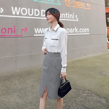2020 Spring And Autumn New Youth Popular Small Fragrance Style Temperament Wild Shirt Houndstooth Skirt Suit White S-2XL
2020 Spring And Autumn New Youth Popular Small Fragrance Style Temperament Wild Shirt Houndstooth Skirt Suit White S-2XL