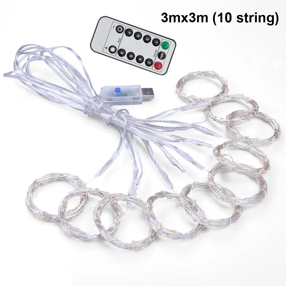 3x3M LED String Lights Garland Curtain Remote Control USB fairy light Home decoration on the window Wedding party Holiday lighti
3x3M LED String Lights Garland Curtain Remote Control USB fairy light Home decoration on the window Wedding party Holiday lighti