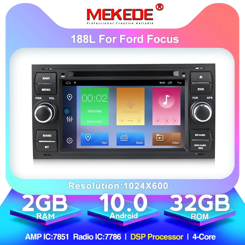 Android 10 для Ford Mondeo S max Focus автомобильный DVD плеер 2 DIN с GPS стерео навигацией и картой 16