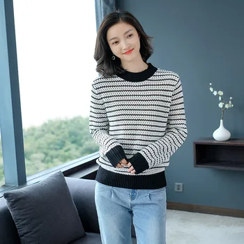 Knitted Pullovers Sweater Women 2019 Autumn Korean Long Sleeve Fashion Chic Stripped Pullover Pull Femme Female Knit Tops
Knitted Pullovers Sweater Women 2019 Autumn Korean Long Sleeve Fashion Chic Stripped Pullover Pull Femme Female Knit Tops