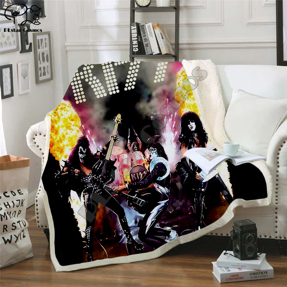 

KISS 3d printed fleece blanket for Beds Hiking Picnic Thick Quilt Fashionable Bedspread Fleece Throw Blanket style-3