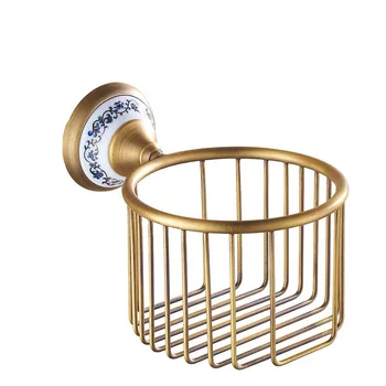 Vintage gold ceramics base toilet tissue basket European style brushed copper bathroom shelf wall mounted
Vintage gold ceramics base toilet tissue basket European style brushed copper bathroom shelf wall mounted