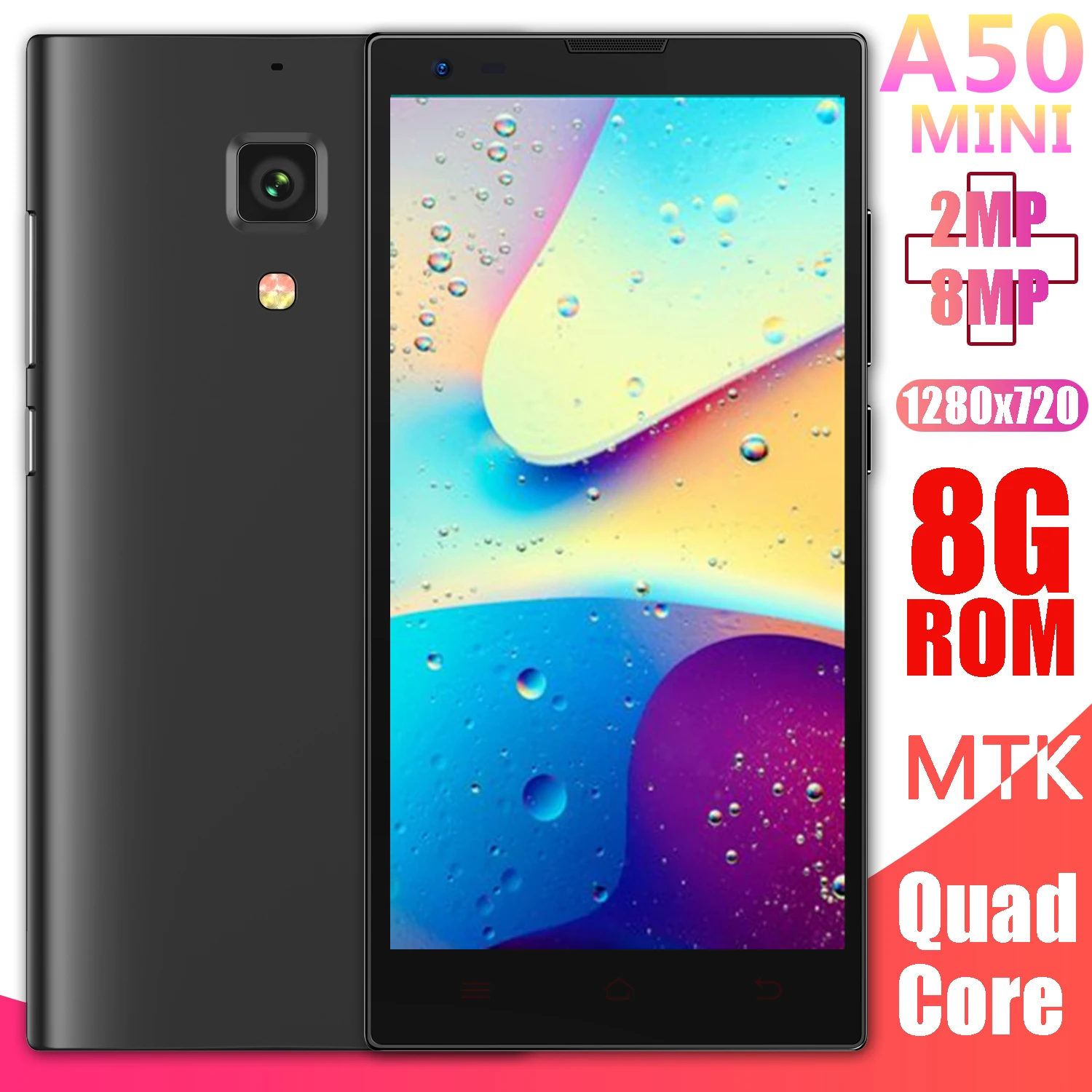 Original A50 mini Smartphones 8MP Unlocked Android Mobile Phones 720P HD 4G lte Quad Core MTK Smart CellPhones
Original A50 mini Smartphones 8MP Unlocked Android Mobile Phones 720P HD 4G lte Quad Core MTK Smart CellPhones