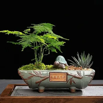 Succulents Combining Pots Rectangular Ceramic Flower Pots Large Diameter Chinese Style Ge Kiln Bonsai Scenery LB72801
Succulents Combining Pots Rectangular Ceramic Flower Pots Large Diameter Chinese Style Ge Kiln Bonsai Scenery LB72801