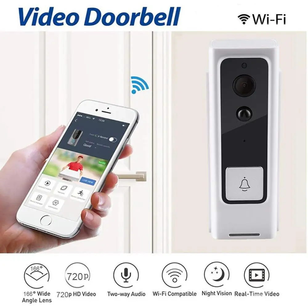V5 Smart Doorbell WIFI Video Intercom IP WI-FI Door Phone Bell Camera Infrared Remote Record Home Security Monitoring Camera
V5 Smart Doorbell WIFI Video Intercom IP WI-FI Door Phone Bell Camera Infrared Remote Record Home Security Monitoring Camera