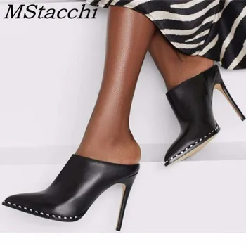 MStacchi Fashion Half Slippers Leather Pointed Toe Rhinestone Women Shoes Concise Baotou Stiletto Women Shoes Sexy Cool Slippers
MStacchi Fashion Half Slippers Leather Pointed Toe Rhinestone Women Shoes Concise Baotou Stiletto Women Shoes Sexy Cool Slippers