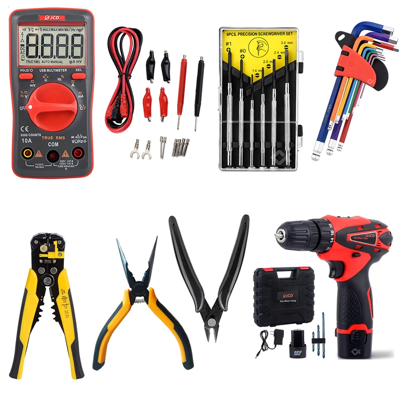 QHTITEC Multimeter Tester Household Hand Tool With 12V Lithium Driver For Home Repair Power Tools Combo Kit Cordless Drill Set
QHTITEC Multimeter Tester Household Hand Tool With 12V Lithium Driver For Home Repair Power Tools Combo Kit Cordless Drill Set