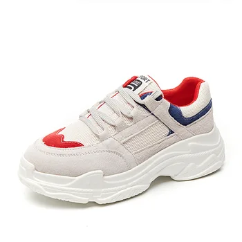 Leather Women's Shoes White Thick Bottom Lace Breathable Mesh Sports Shoes 2020 Spring Autumn New Round Head Casual Shoes Women
Leather Women's Shoes White Thick Bottom Lace Breathable Mesh Sports Shoes 2020 Spring Autumn New Round Head Casual Shoes Women