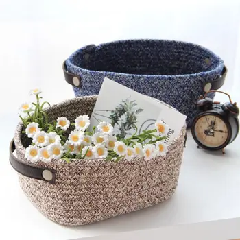 Storage Basket Household Garden Items Cotton Woven Finishing Basket Nordic Elegant Ins Leather Handle Cotton Rope Storage Box VV
Storage Basket Household Garden Items Cotton Woven Finishing Basket Nordic Elegant Ins Leather Handle Cotton Rope Storage Box VV