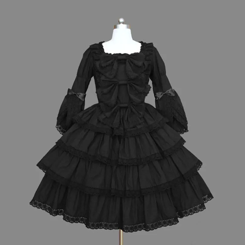 

Vintage gothic palace sweet lolita dress lace peter pan collar bowknot victorian dress kawaii girl gothic lolita op loli cos