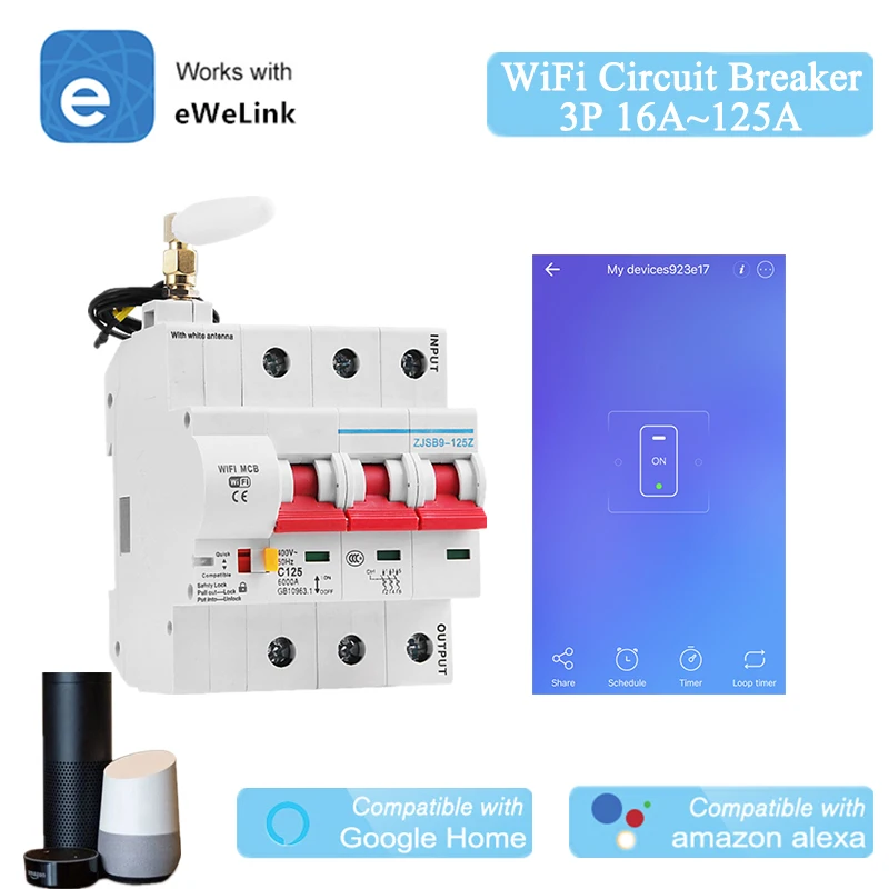 3P Smart MCB eWeLink Remote Control WiFi Circuit Breaker 16A~125A MCB Compatible With Alexa Google Home IFTTT Smart Home
3P Smart MCB eWeLink Remote Control WiFi Circuit Breaker 16A~125A MCB Compatible With Alexa Google Home IFTTT Smart Home