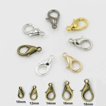 100pcs Gold Silver Bronze Lobster Clasp Hooks 10/12/14/16/18mm for DIY Jewelry Making Necklace&Bracelet Chain Connector Findings
100pcs Gold Silver Bronze Lobster Clasp Hooks 10/12/14/16/18mm for DIY Jewelry Making Necklace&Bracelet Chain Connector Findings