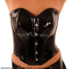 

Black Sexy Latex Corsets With Lacing At Back Cups Rubber Bustiers Top Clothing CY-0023