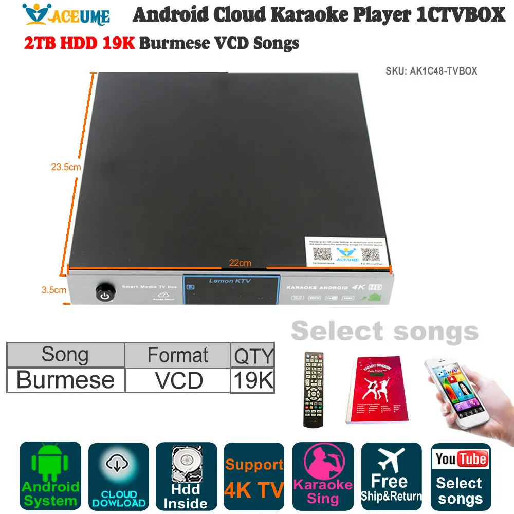2TB HDD Android Karaoke Player,Jukebox,19K Burmese/Myanmar VCD Song,YOUTUBÊ,Home KTV Sing
2TB HDD Android Karaoke Player,Jukebox,19K Burmese/Myanmar VCD Song,YOUTUBÊ,Home KTV Sing