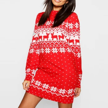 Casual Dress Autumn Winter Printed Christmas Style Womens Dresses Straight O-neck Party Dress Long Sleeve Pullover Sweet Clothes 
Casual Dress Autumn Winter Printed Christmas Style Womens Dresses Straight O-neck Party Dress Long Sleeve Pullover Sweet Clothes