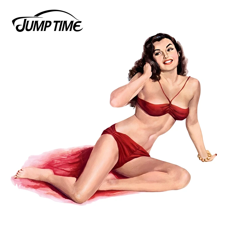 JumpTime 13cm x 10.7cm Car Sticker Sexy Pinup Girl Window Bumper Decal Motorcycle Styling Vintage Graphics | Автомобили и